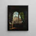 binnenkant van de kunstenaar met uitzicht op de gevel van de Sint-Eustatiuskerk - Louise Adone Drölling — ingelijst kunstwerk aan de muur