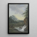 Landschap met een waterval en een brug waarop twee vrouwen en een kind lopen - Louise von Panhuys — ingelijst kunstwerk aan de muur