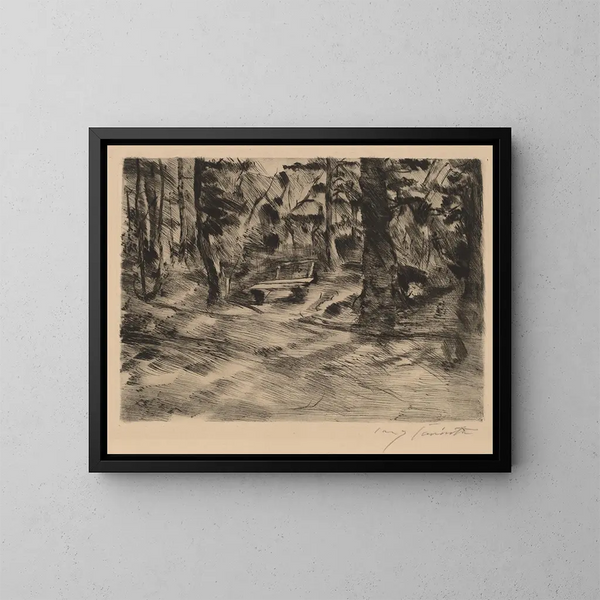 Bank in the Woods II - Lovis Corinth — framed artwork on a wall