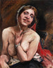 L vrouwelijk naakt kunstdruk op een stoel De actrice Gertrud Eysoldt - Lovis Corinth — weergave van het kunstwerk