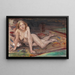 van een jonge blonde vrouw die ligt op een kleurrijk tapijt - Lovis Corinth — ingelijst kunstwerk aan de muur