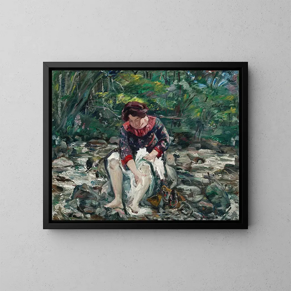 Meis in de beek - Lovis Corinth — ingelijst kunstwerk aan de muur