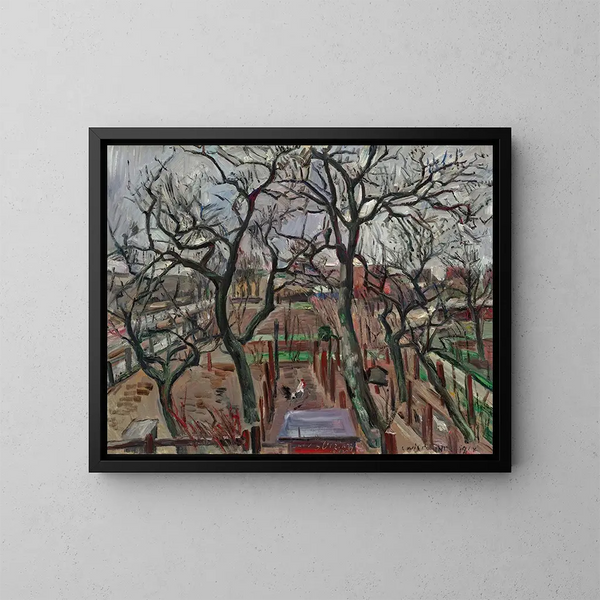 Winter Orchard Painting - Lovis Corinth — framed artwork on a wall
