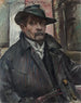 Zelfportret met hoed en jas - Lovis Corinth — weergave van het kunstwerk