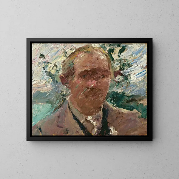 Self-portrait at Walchensee - Lovis Corinth — framed artwork on a wall