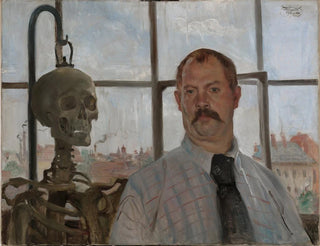 Lovis Corinth - Selfportrait with Skeleton.webp