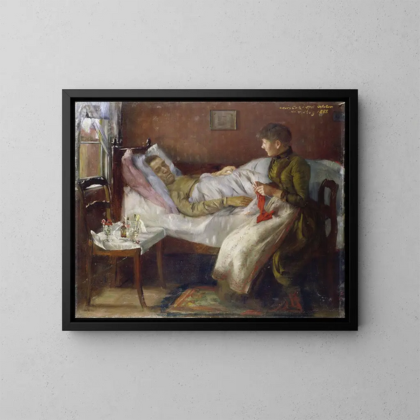 De vader van de kunstenaar op zijn ziekbed - Lovis Corinth — ingelijst kunstwerk aan de muur