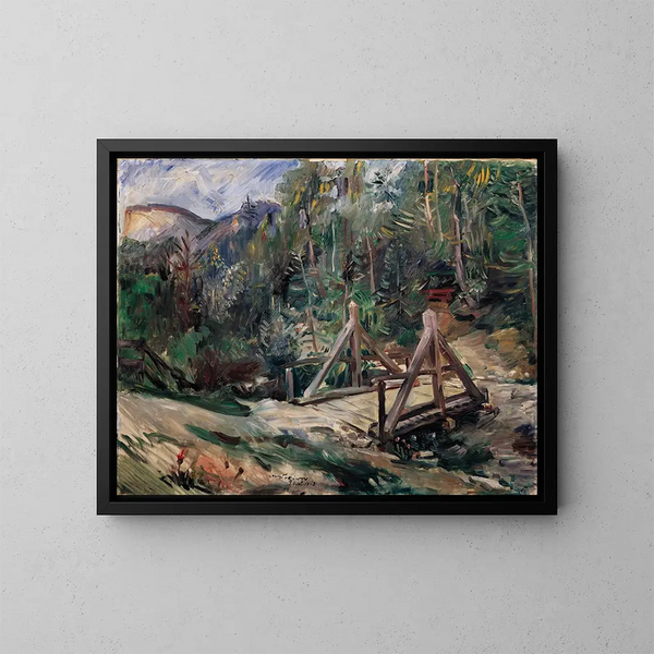 Landschapschilderij met Tiroler landschap en brug - Lovis Corinth — ingelijst kunstwerk aan de muur