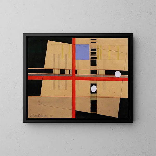 Kruis rode en witte ballen - László Moholy-Nagy — ingelijst kunstwerk aan de muur