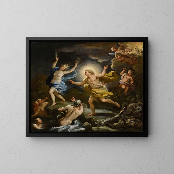 Apollon en Daphné - Luca Giordano — ingelijst kunstwerk aan de muur