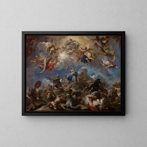 Judith met het hoofd van Holofernes - Luca Giordano — ingelijst kunstwerk aan de muur