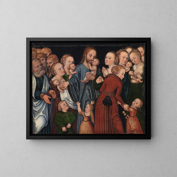 De Christus zegent de kinderen - Lucas Cranach de Oude — ingelijst kunstwerk aan de muur