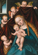 Maagd met Kind met de jonge Sint-Jan de Doper en engelen - Lucas Cranach de Oude — weergave van het kunstwerk