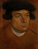 portret van een man met een zwarte pet - Lucas Cranach de Oude — weergave van het kunstwerk