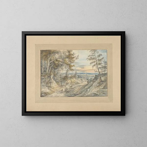 Path in the Forest at Dusk - Lucas van Uden — framed artwork on a wall