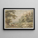 Landscape painting with a flock of sheep and cows - Lucas van Uden — framed artwork on a wall