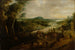 Landschap met rivier en boeren op weg naar de markt - Lucas van Uden — weergave van het kunstwerk