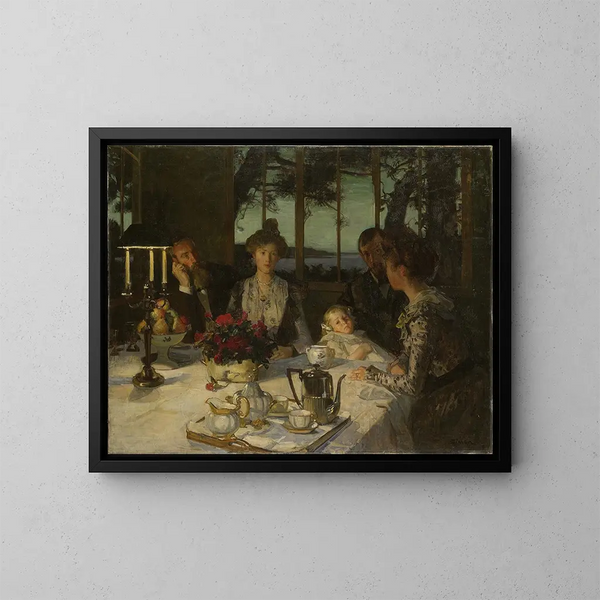 Talking at Twilight - Lucien Simon — framed artwork on a wall