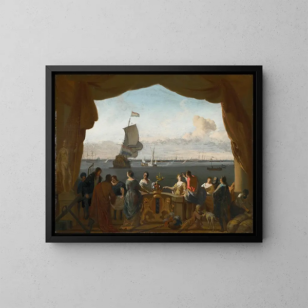 Allegory of the Flourishing Maritime Trade of Amsterdam - Ludolf Bakhuizen — framed artwork on a wall
