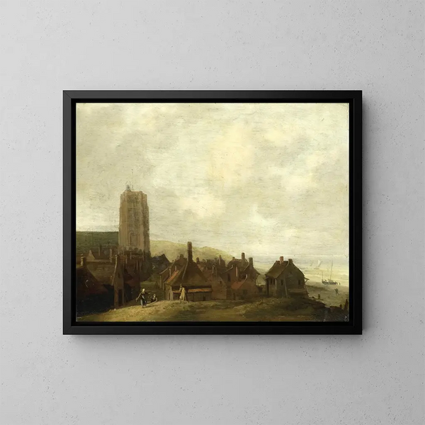 View of Egmond aan Zee - Ludolf Bakhuizen — framed artwork on a wall