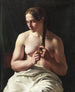 Een vrouw die haar haar kamt - Ludvig August Smith — weergave van het kunstwerk