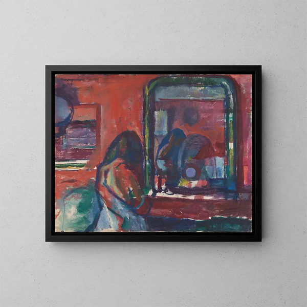 in front of the mirror - Ludvig Karsten — framed artwork on a wall