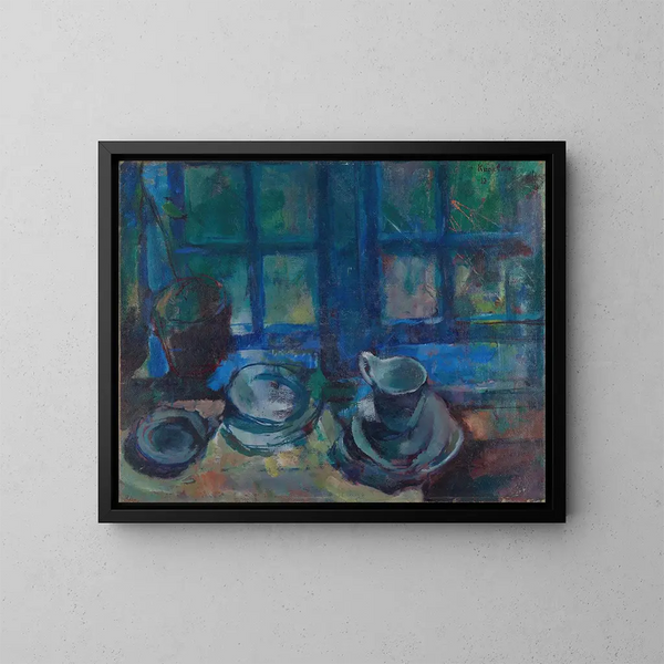 The Blue Kitchen - Ludvig Karsten — framed artwork on a wall