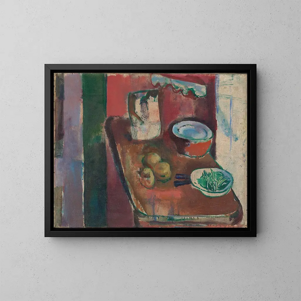 The Red Kitchen - Ludvig Karsten — framed artwork on a wall