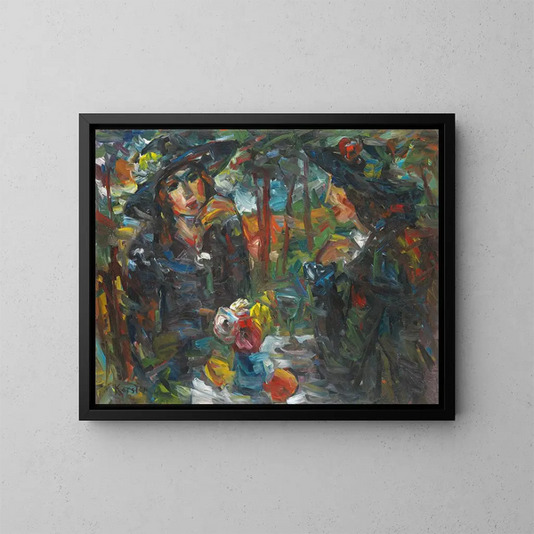 Two women at the table - Ludvig Karsten — framed artwork on a wall