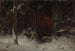 Boslandschap onder de sneeuw - Ludvig Munthe — weergave van het kunstwerk