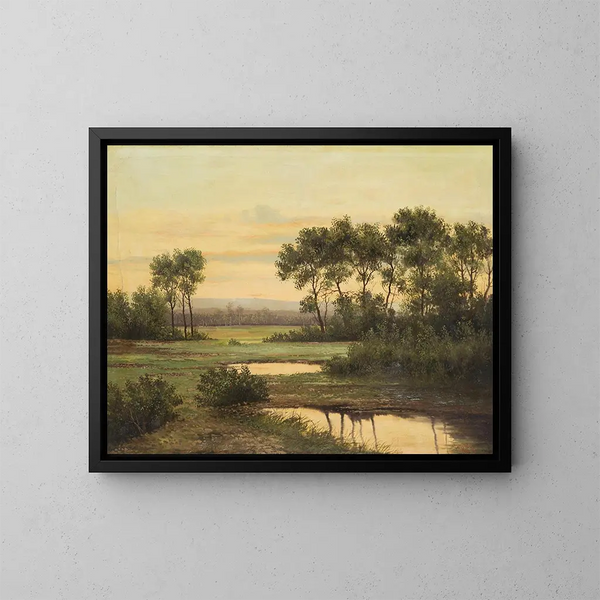 Landscape at Sunset - Ludvík Bartók — framed artwork on a wall
