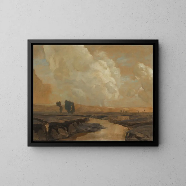 Storm in the bog with cloud shadows - Ludwig Dill — framed artwork on a wall