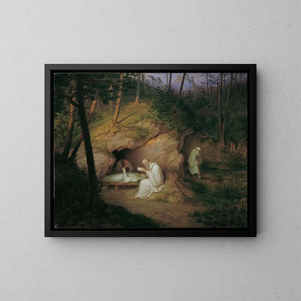 L'ermite mort - Ludwig Ferdinand Schnorr von Carolsfeld — framed artwork on a wall