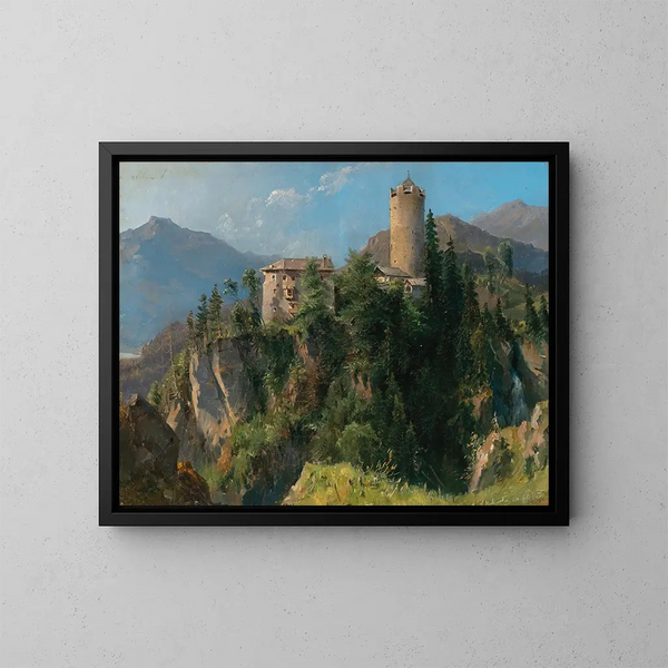 View of Klamm Castle near Imst in the Inn Valley in Tyrol - Ludwig Halauska — framed artwork on a wall