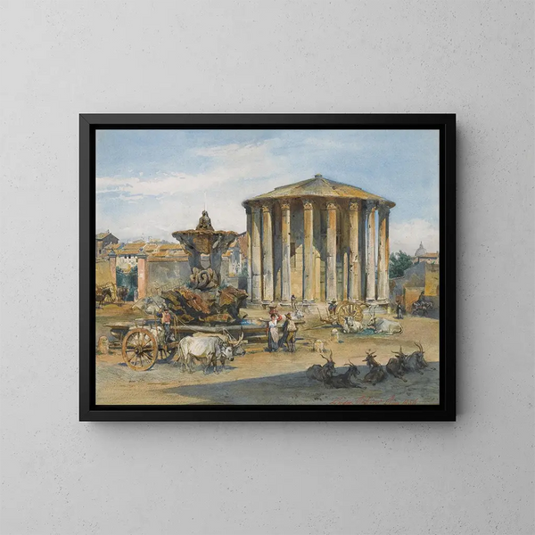 The Temple of Vesta in Rome - Ludwig Johann Passini — framed artwork on a wall