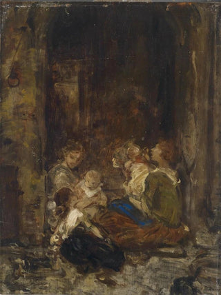 Ludwig Knaus - Mutter mit Kindern Studie.webp