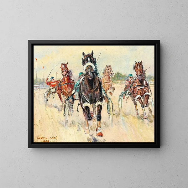 Courses de trot à la Krieau - Ludwig Koch — framed artwork on a wall