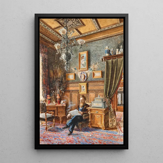 Ludwig Otto von Sonnenburg - The interior of a villa with a gentleman seated in an armchair and smoking.webp