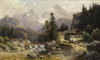 Ludwig Sckell - Alpenlandschaft mit Mhlengebude.webp