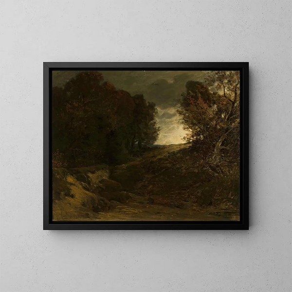 Landscape painting with a stream - Ludwig Willroider — framed artwork on a wall