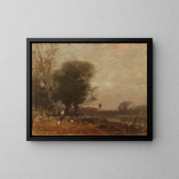 Autumn Landscape Painting - Ludwig Willroider — framed artwork on a wall