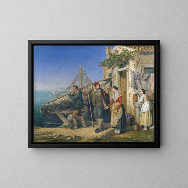 van een Venetiaanse vissersfamilie - Ludwig von Beniczky — ingelijst kunstwerk aan de muur