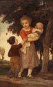 De drie broers en zussen - Ludwig von Zumbusch — weergave van het kunstwerk