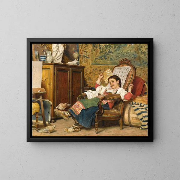 Les pigeons de maison - Luigi Bechi — framed artwork on a wall