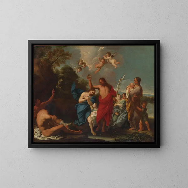 The Baptism of Christ - Luigi Garzi — framed artwork on a wall