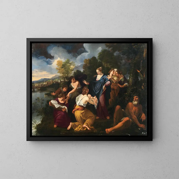 La découverte de Moïse - Luigi Garzi — framed artwork on a wall