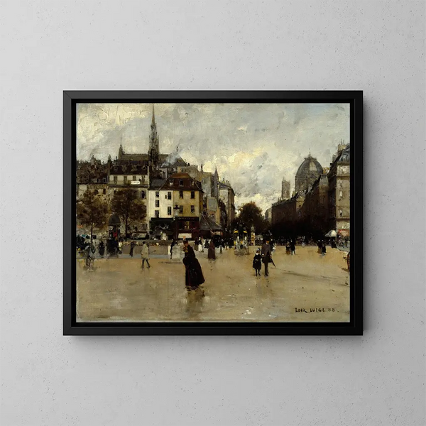 Le boulevard du Palais vu de la place Saint-Michel - Luigi Loir — framed artwork on a wall