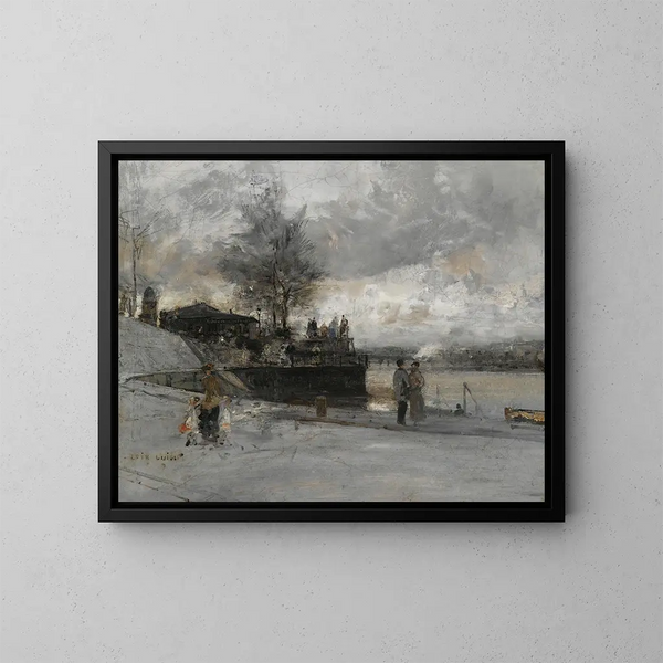 Quai au bord de la Seine, Paris - Luigi Loir — framed artwork on a wall