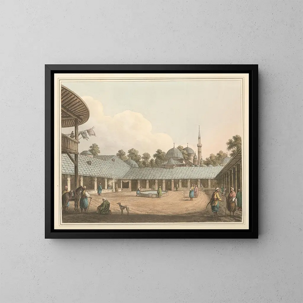 Caravansérail à Borgas - Luigi Mayer — ingelijst kunstwerk aan de muur
