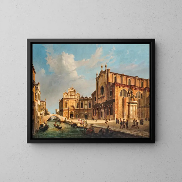 Venice, Campo Santi Giovanni e Paolo - Luigi Querena — framed artwork on a wall